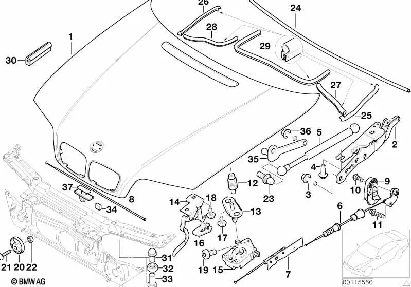 BMW 3 Serisi E46 Kaput Amortisörü Sağ Braketi 41617895766