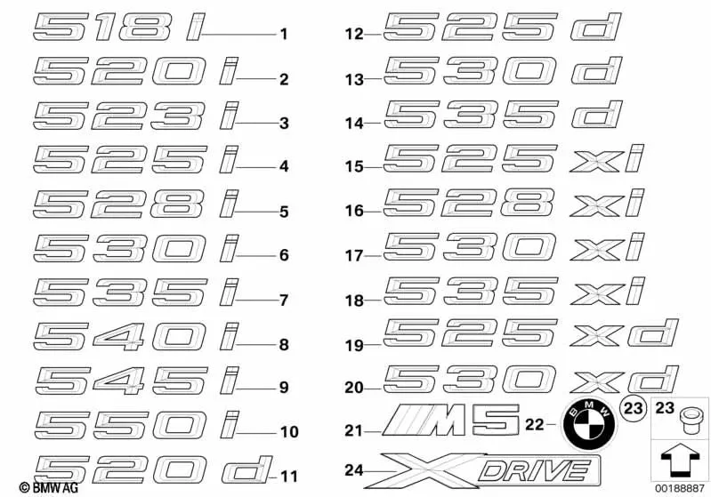 BMW 5 Serisi E39 E60 525D Yazı Amblem Logo 51147039785