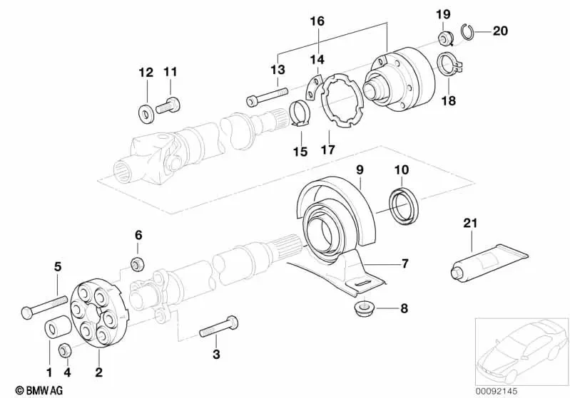 BMW 5 Serisi E39 M47 M52 Şaft Askısı Bilyalı (35MM) 26121229242