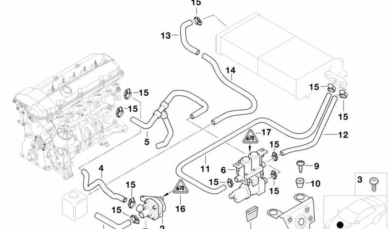 BMW 5 Serisi E39 M52 M54 Kalorifer Motor Giriş Hortumu 64218378368