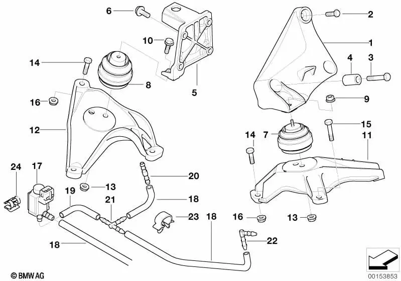 BMW 5 Serisi E39 M57 Motor Kulağı Alüminyum Sağ 22111096080