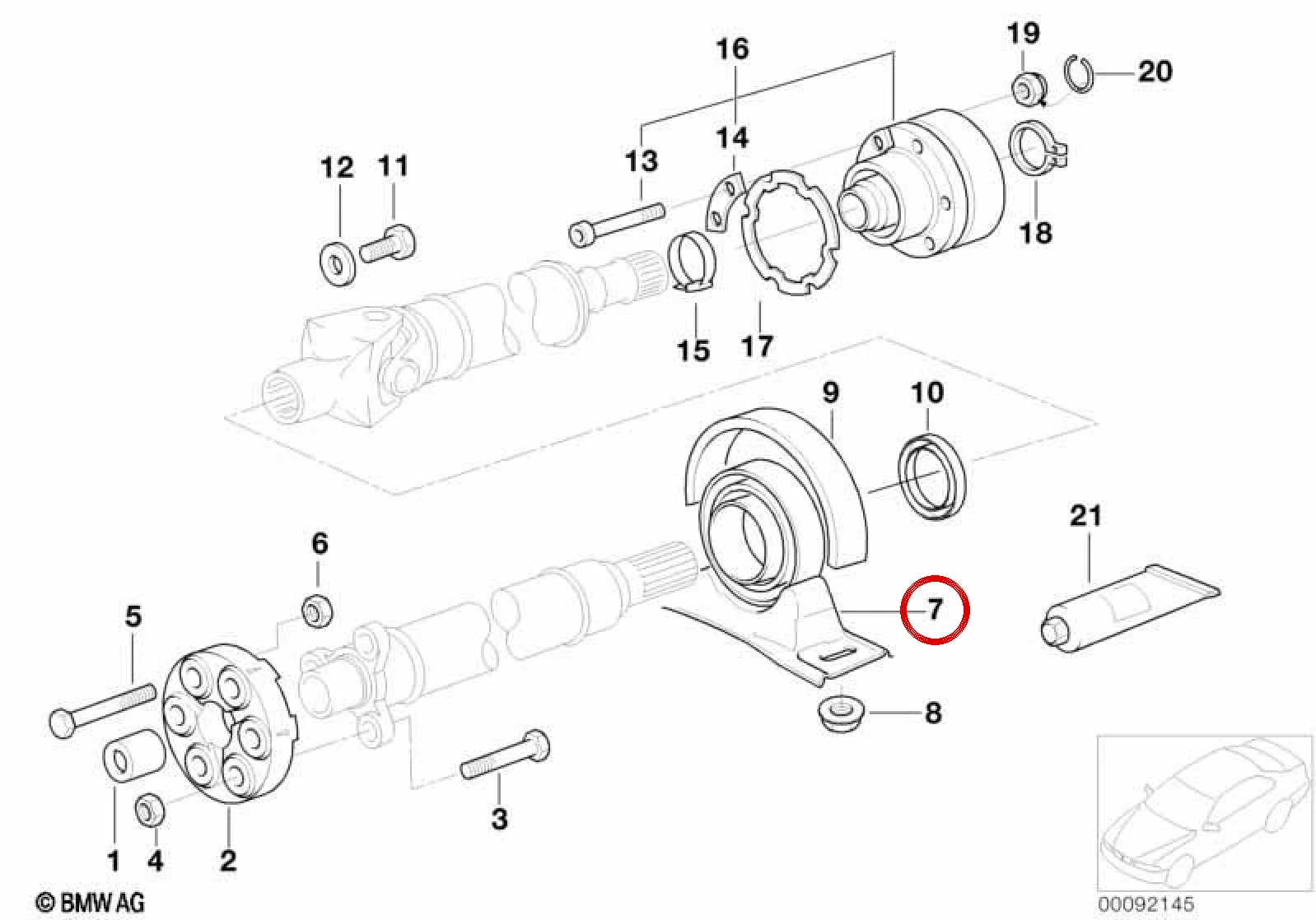 BMW 5 Serisi E39 M57 Şaft Askısı Bilyalı (35MM) 26121229431