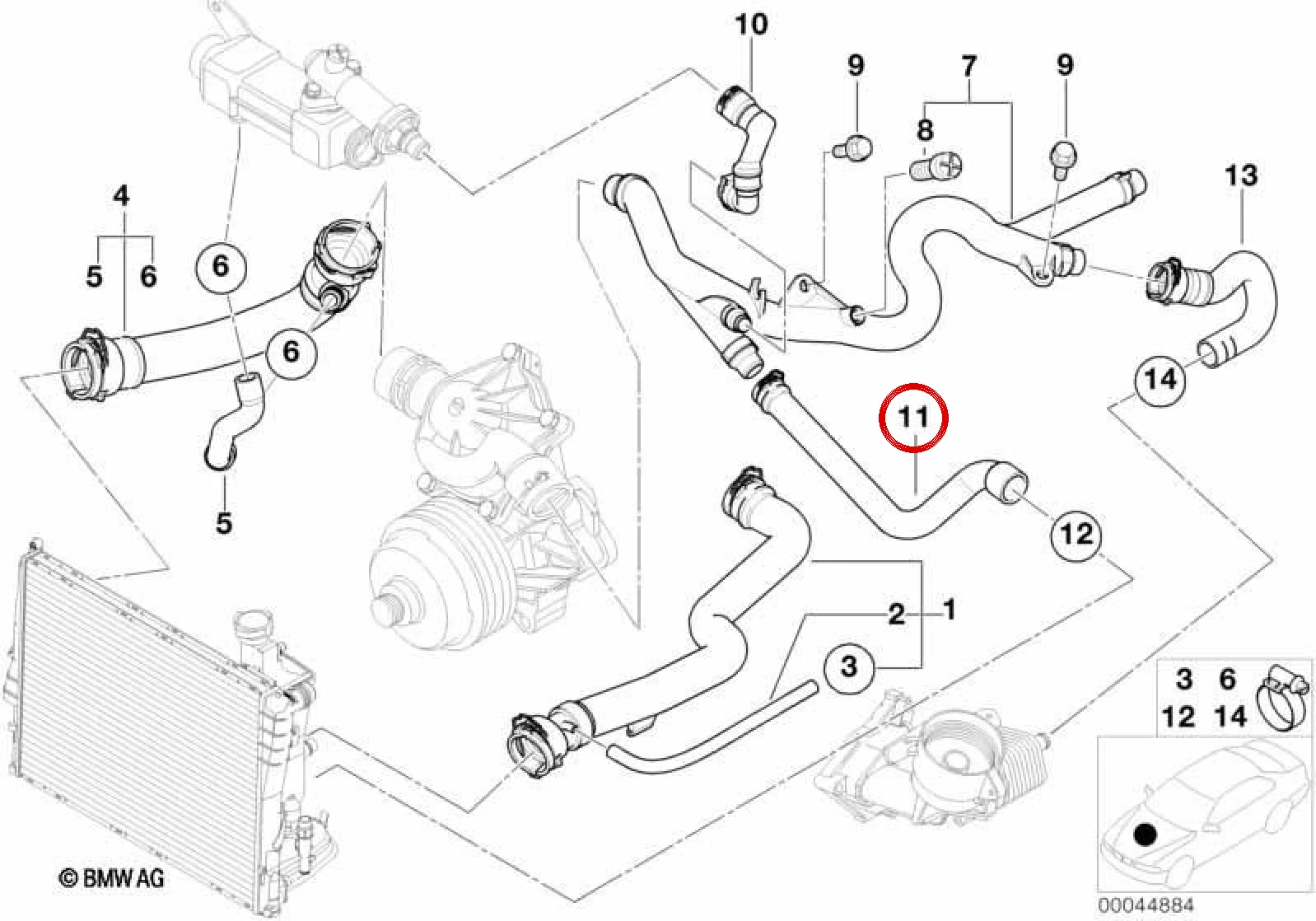 BMW 5 Serisi E39 Su Hortumu 11532247820