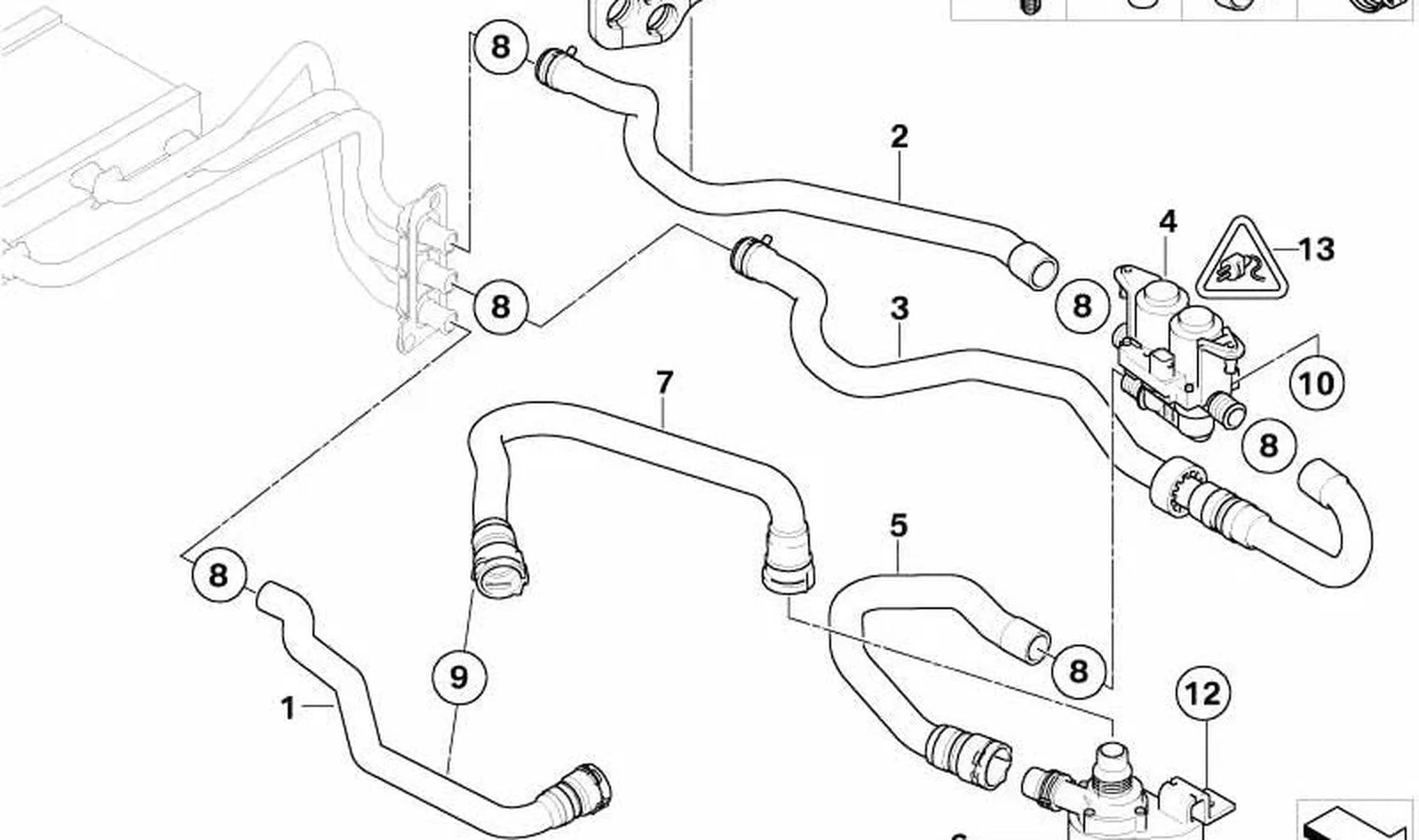 BMW 5 Serisi E60 Kalorifer Hortumu 64216917697