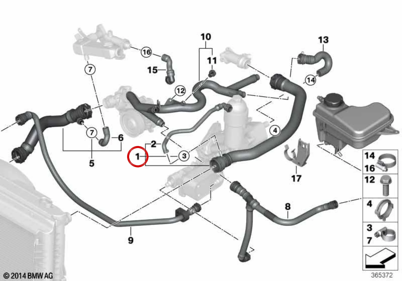 BMW 5 Serisi E60 M57 M57N Radyatör Üst Hortumu 17127787449