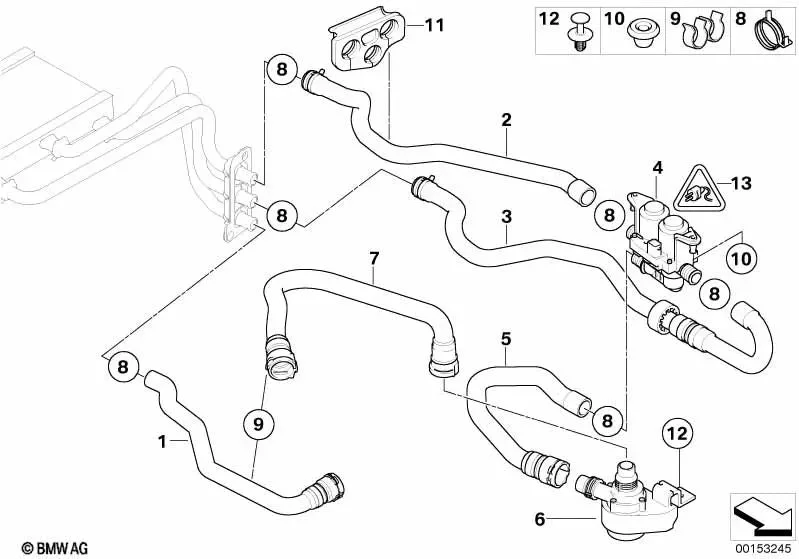BMW 5 Serisi E60 Rad. Hortum 64216912729
