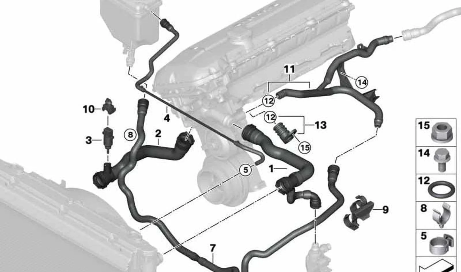BMW 5 Serisi E60 Radyatör Üst Hortumu 17127519257