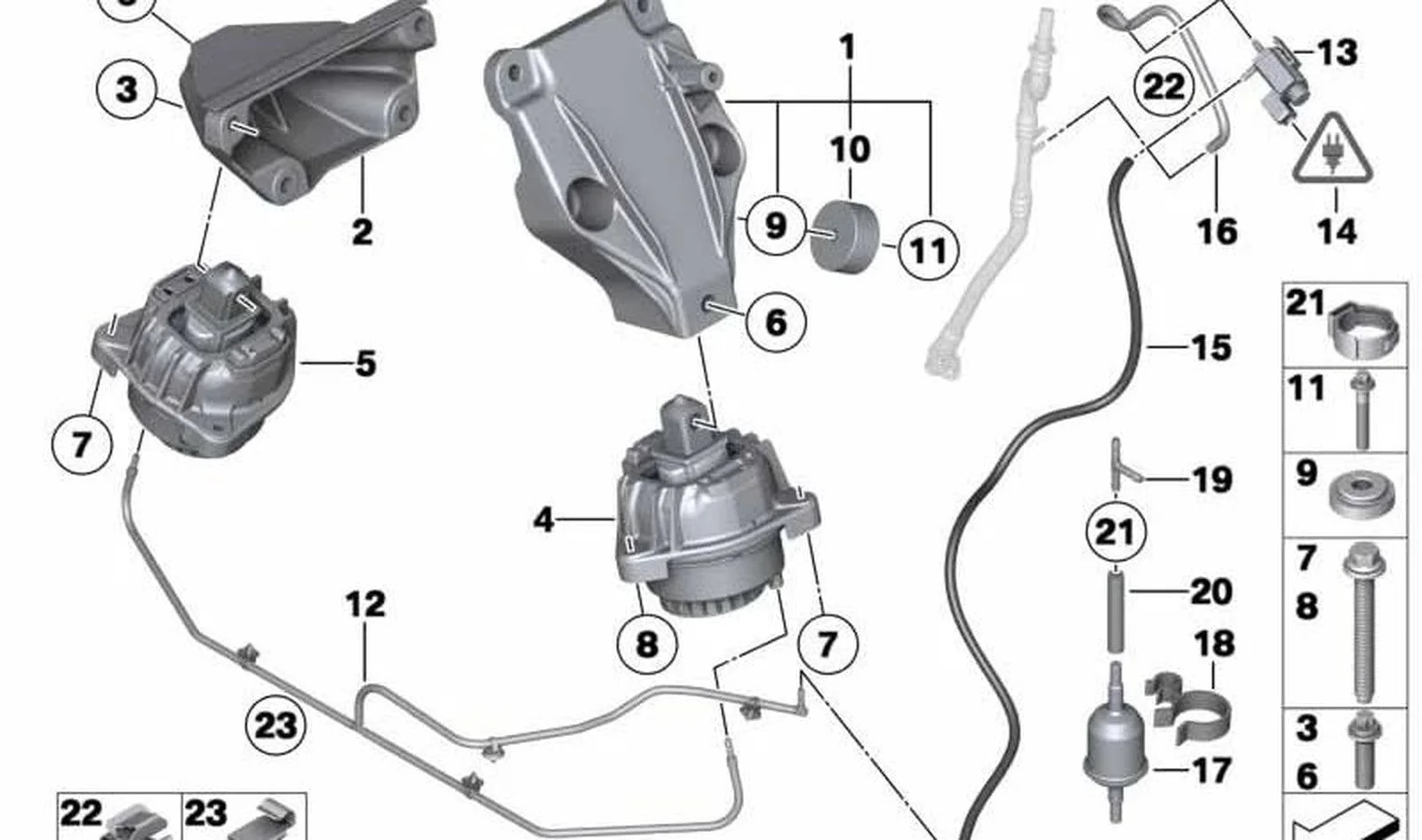 BMW 5 Serisi F10 550XD Motor Kulağı Sağ 22116851266