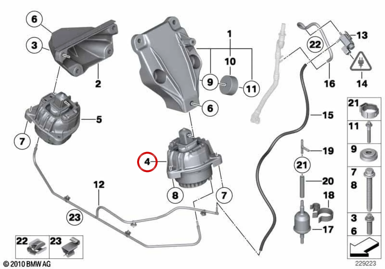 BMW 5 Serisi F10 550XD Motor Kulağı Sağ 22116851266