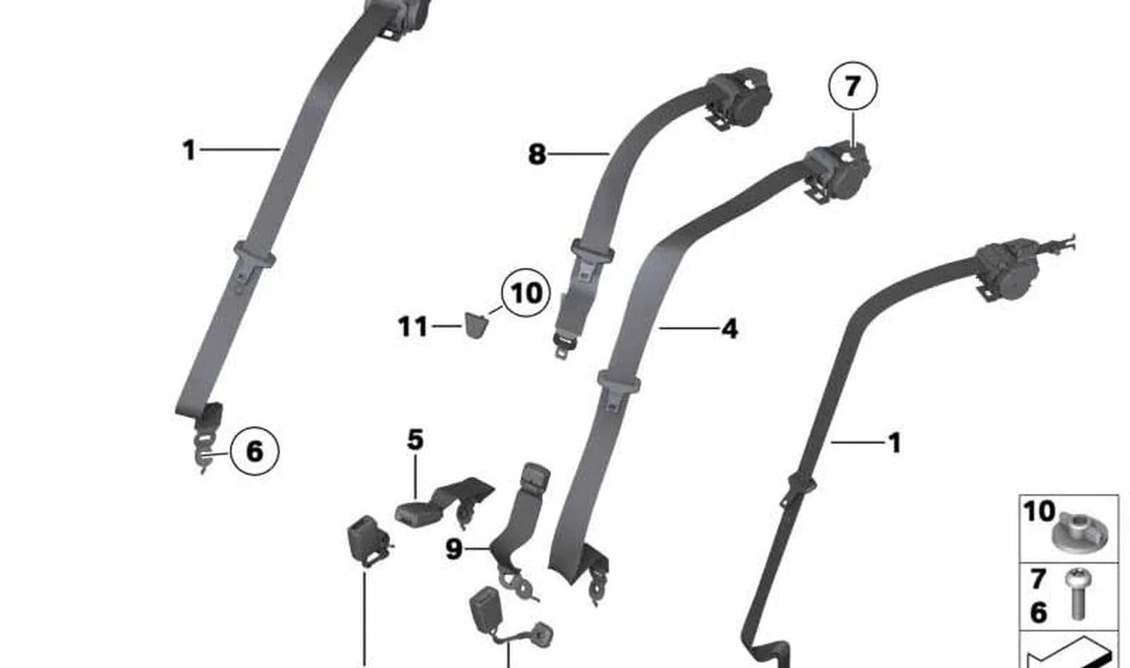 BMW 5 Serisi F10 Arka Emniyet Kemer Karşılığı Sol 72117243273