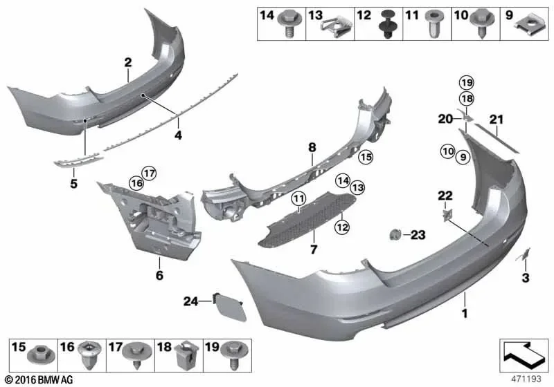BMW 5 Serisi F10 Arka Tampon Alt Bakaliti 51127184765