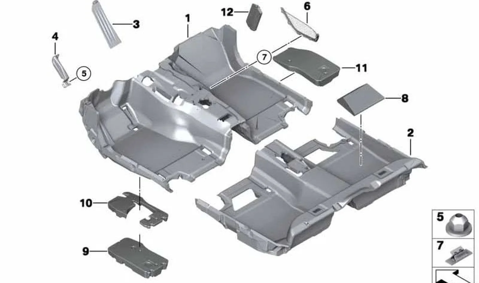 BMW 5 Serisi F10 Ayak Bölme Filesi 51477230916
