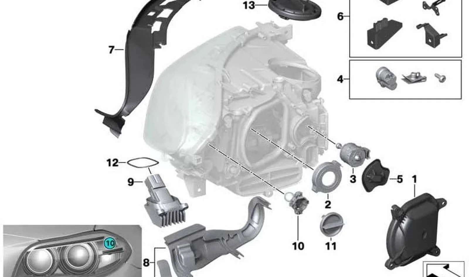 BMW 5 Serisi F10 Far Üst Contası Sağ 63117240368