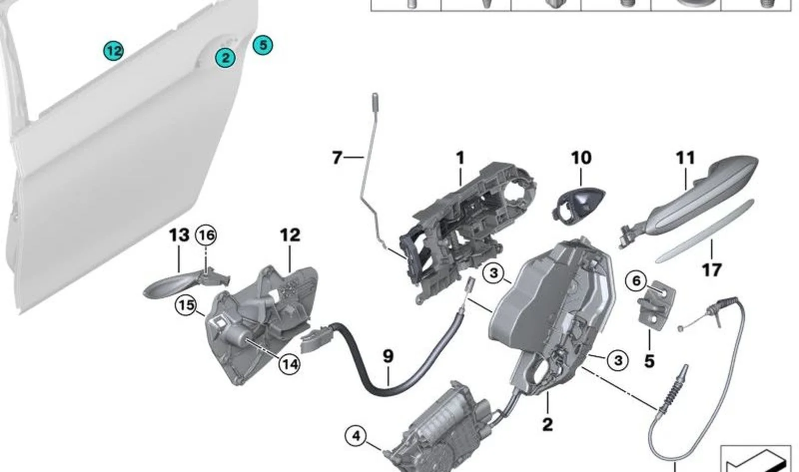 BMW 5 Serisi F10 İç Kapı Açma Mandalı Sağ 51217225690