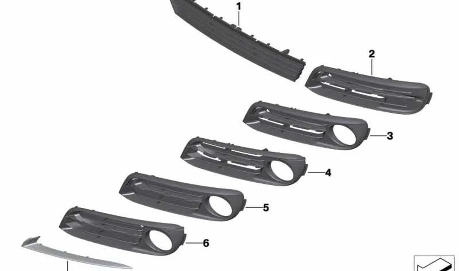 BMW 5 Serisi F10 Lci Ön Tampon Izgara Sol -Kısmen Açık- 51117331735