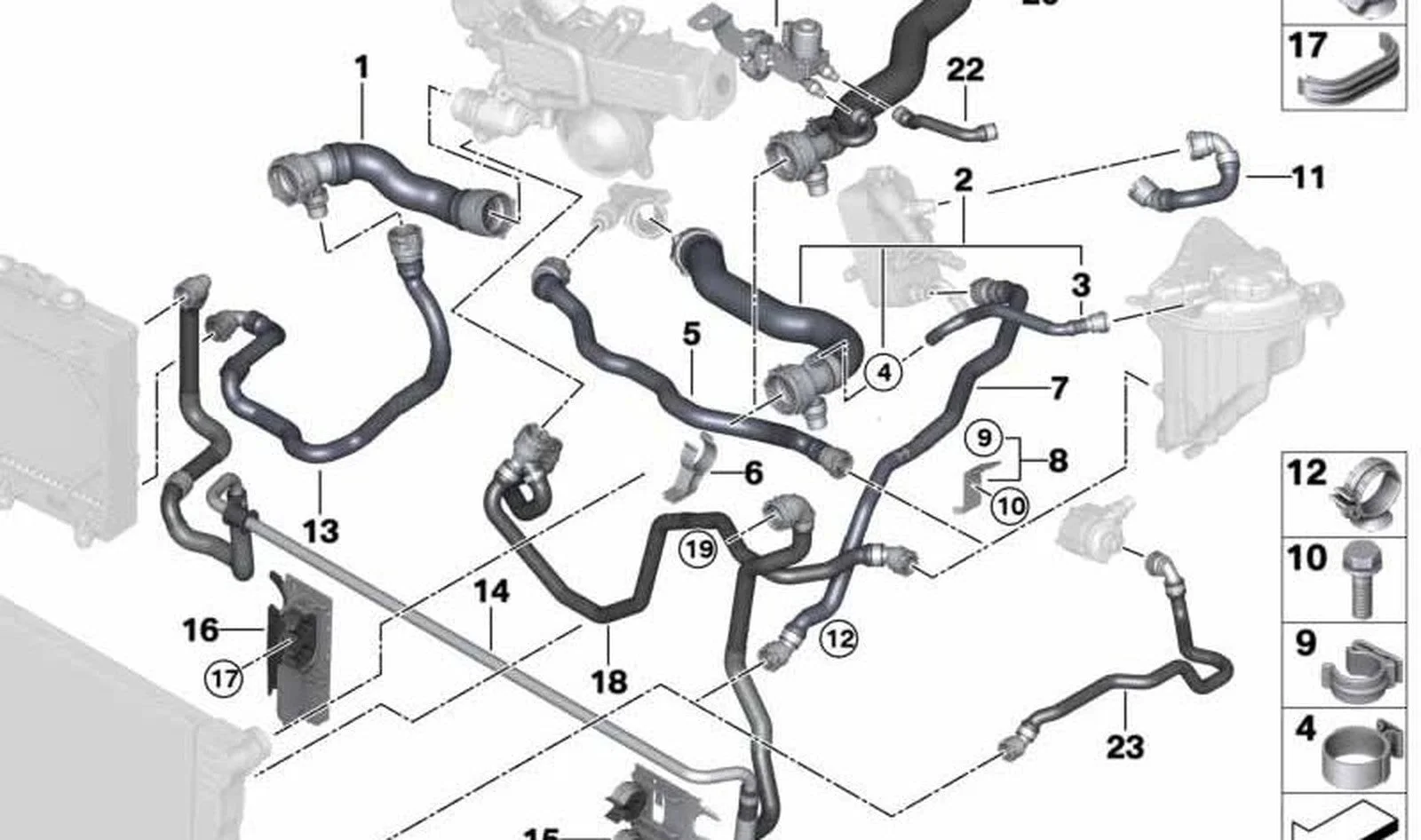 BMW 5 Serisi F10 N57 N57Z 535D Su Hortumu 17128512418