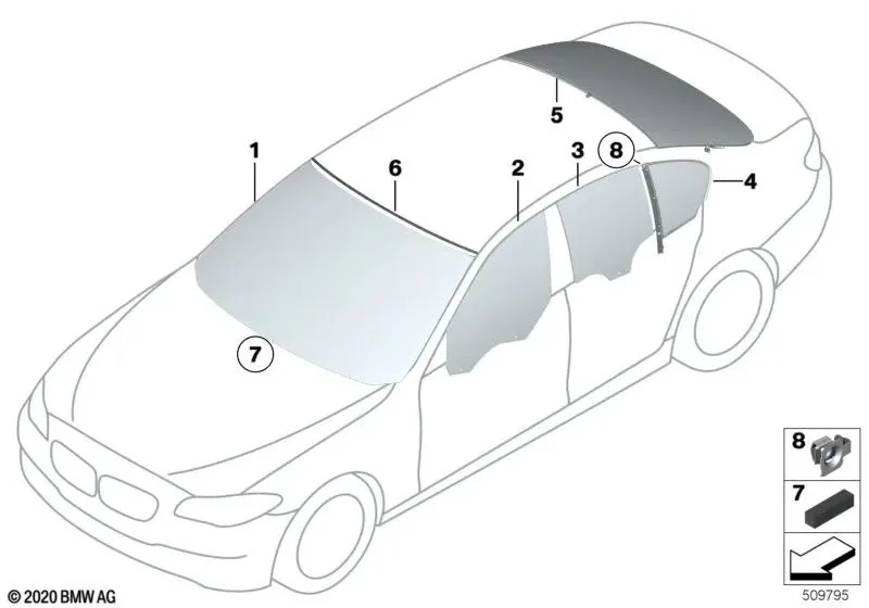 BMW 5 Serisi F10 Ön Sol Kapı Camı 51337182109