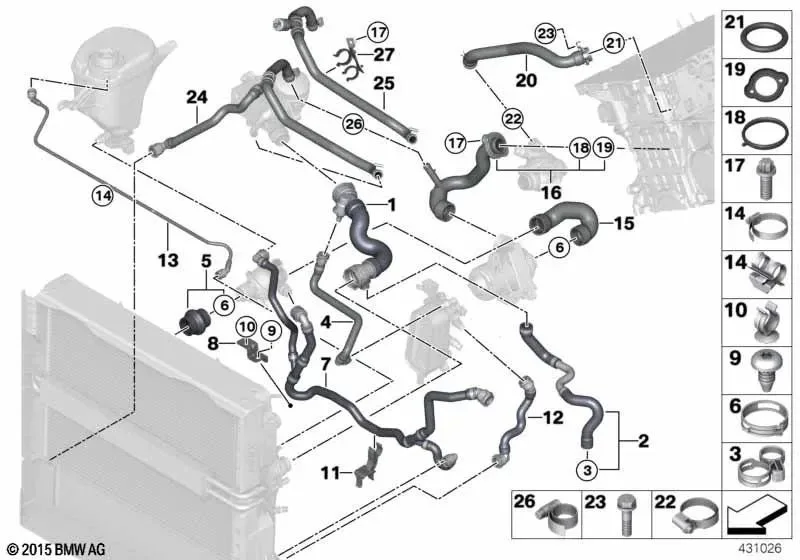 BMW 5 Serisi F10 Su Hortumu 17127578405