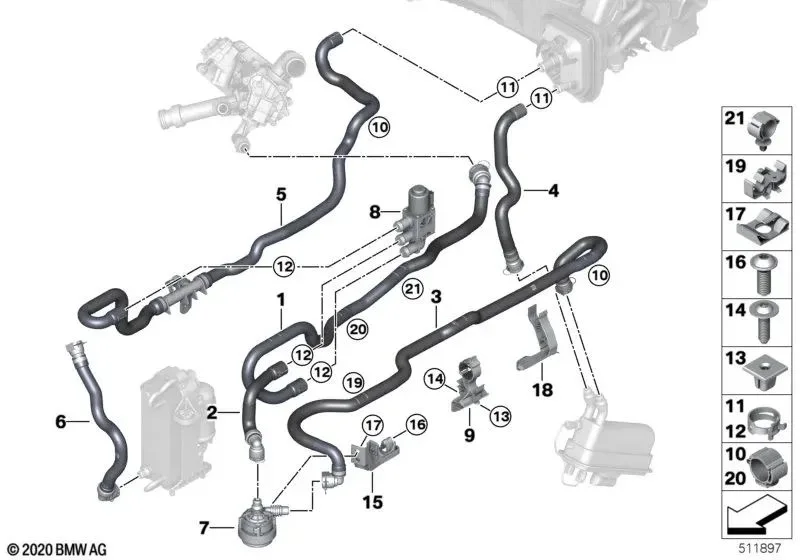 BMW 5 Serisi F90 M5 İlave Su Pompası 64116834923
