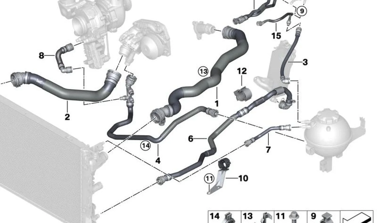 BMW 5 Serisi G30 B47 Rad Su Hortumu 17128572913