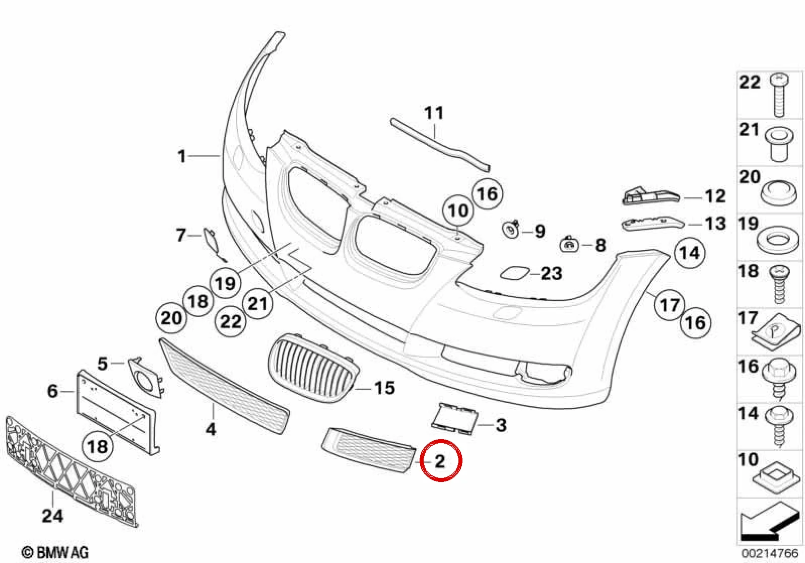 BMW 3 Serisi E92 E93 Sağ Kapalı Tampon Izgarası 51117178992