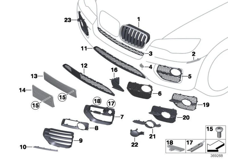 BMW X6 E71 E72 Sol Ön Izgara Dekor Çıtası 51117239835
