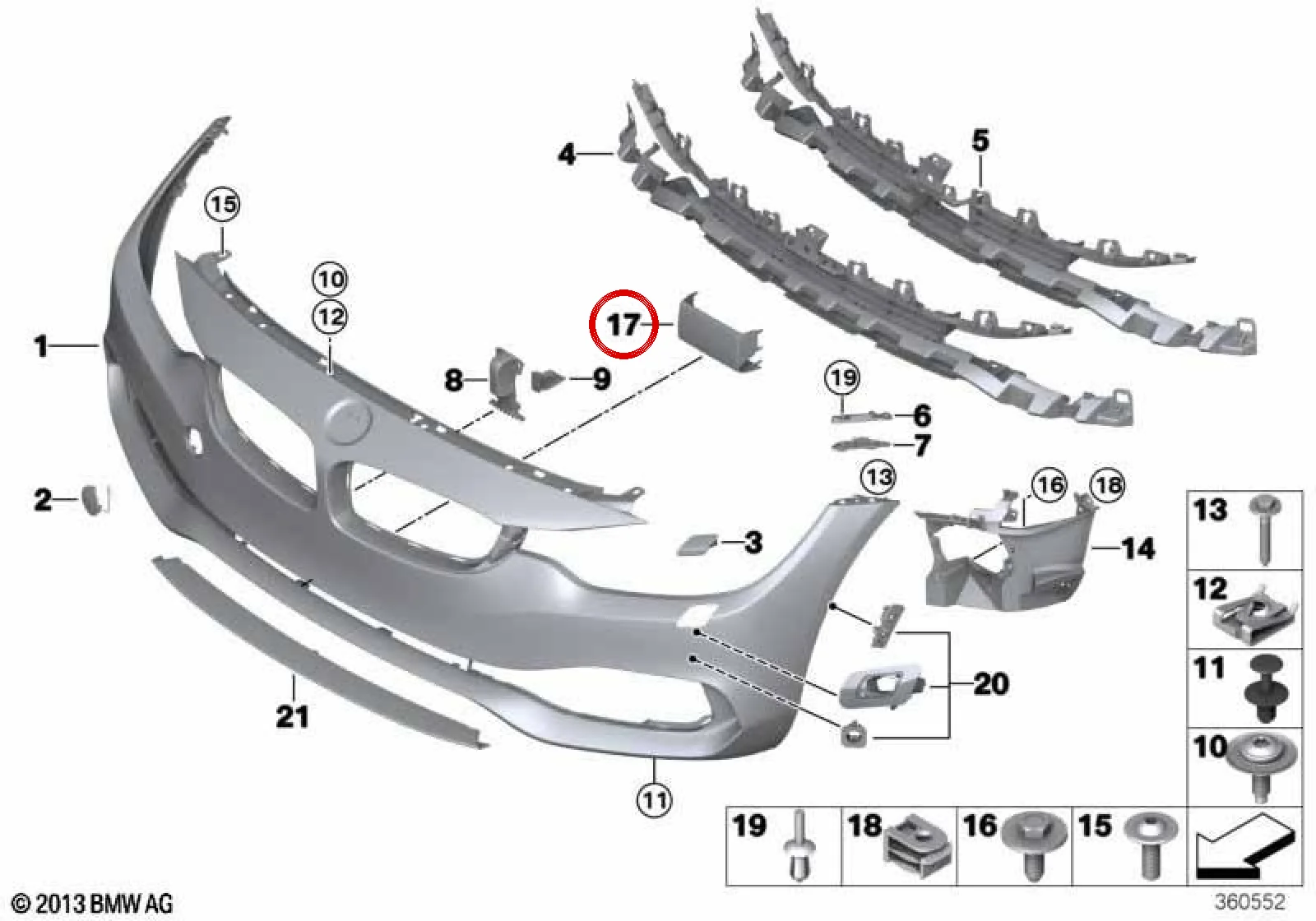 BMW 4 Serisi F32 F33 F36 Orta Hava Girişi Kapağı 51117294676