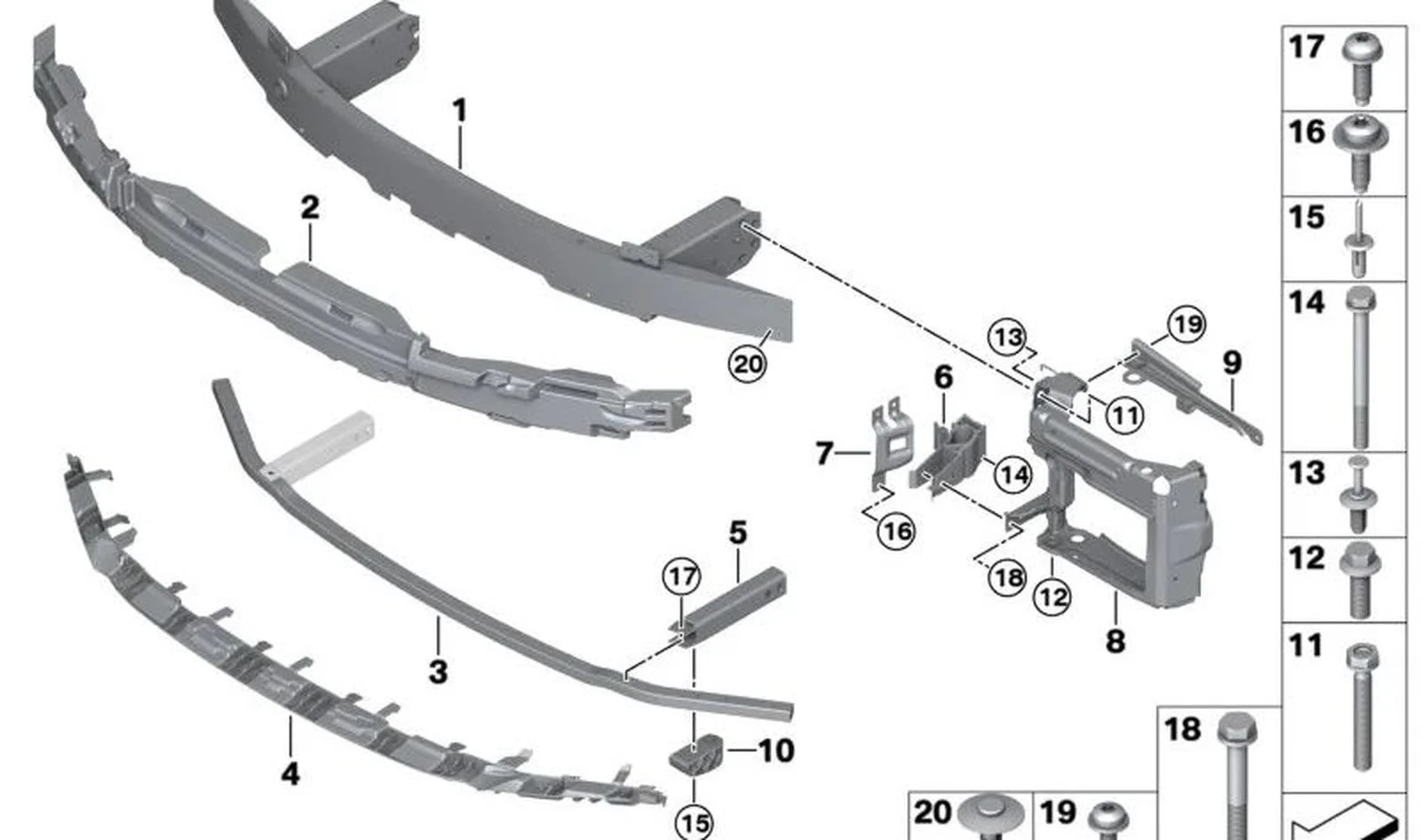 BMW G20 G22 G23 G28… Ön Tampon Sağ Darbe Takviyesi 51117422226
