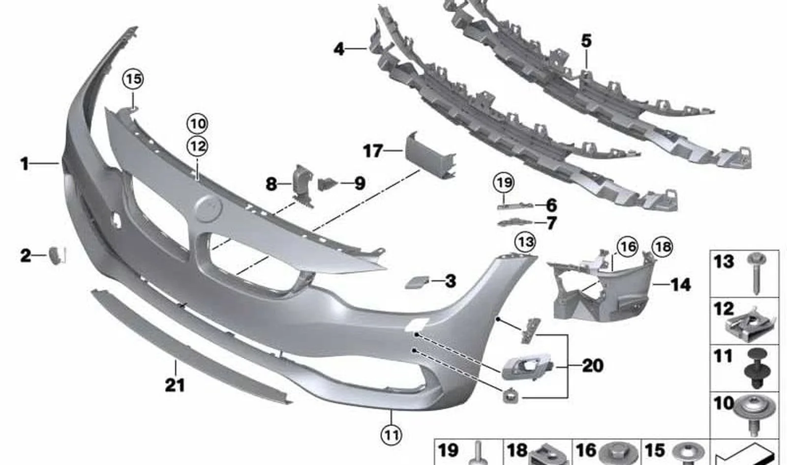 BMW 4 Serisi F32 F33 F36 Astarlı Ön Tampon 51117496128