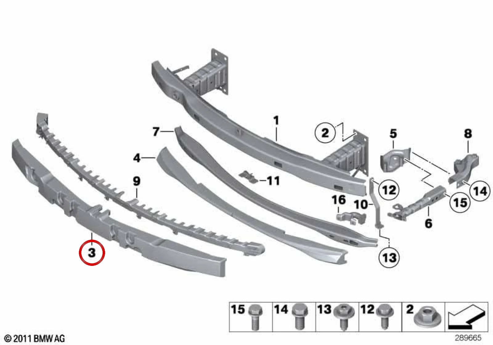 BMW 3 Serisi E92 E93 Ön Tampon Üst Darbe Emici 51118047392