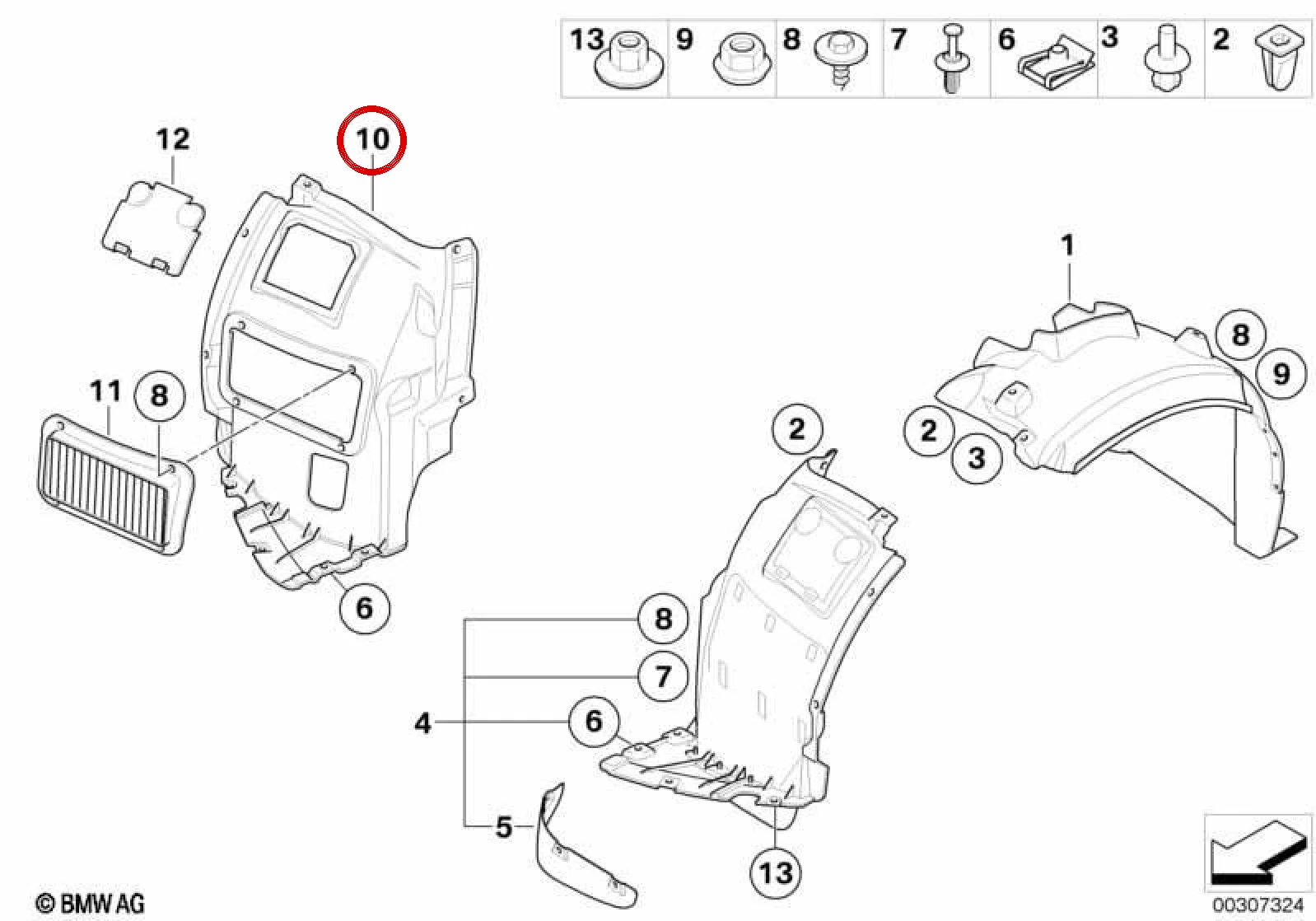 BMW 1 Serisi E82 E88 Ön Sağ Davlumbaz Alt Kaplaması 51118055018