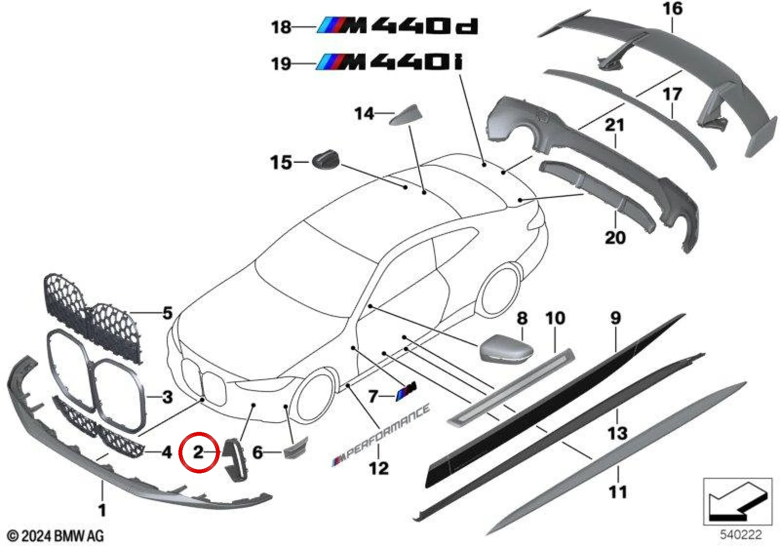 BMW 4 Serisi G22 G23 Sol Yan Izgara Çerçevesi 51118077353
