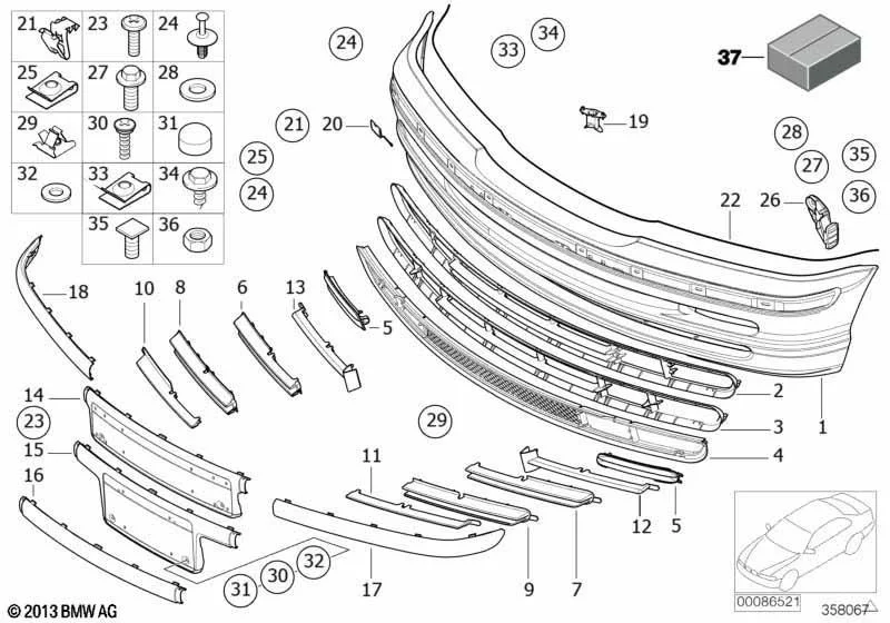 BMW 3 Serisi E46 Ön Tampon Orta Izgarası 51118192875