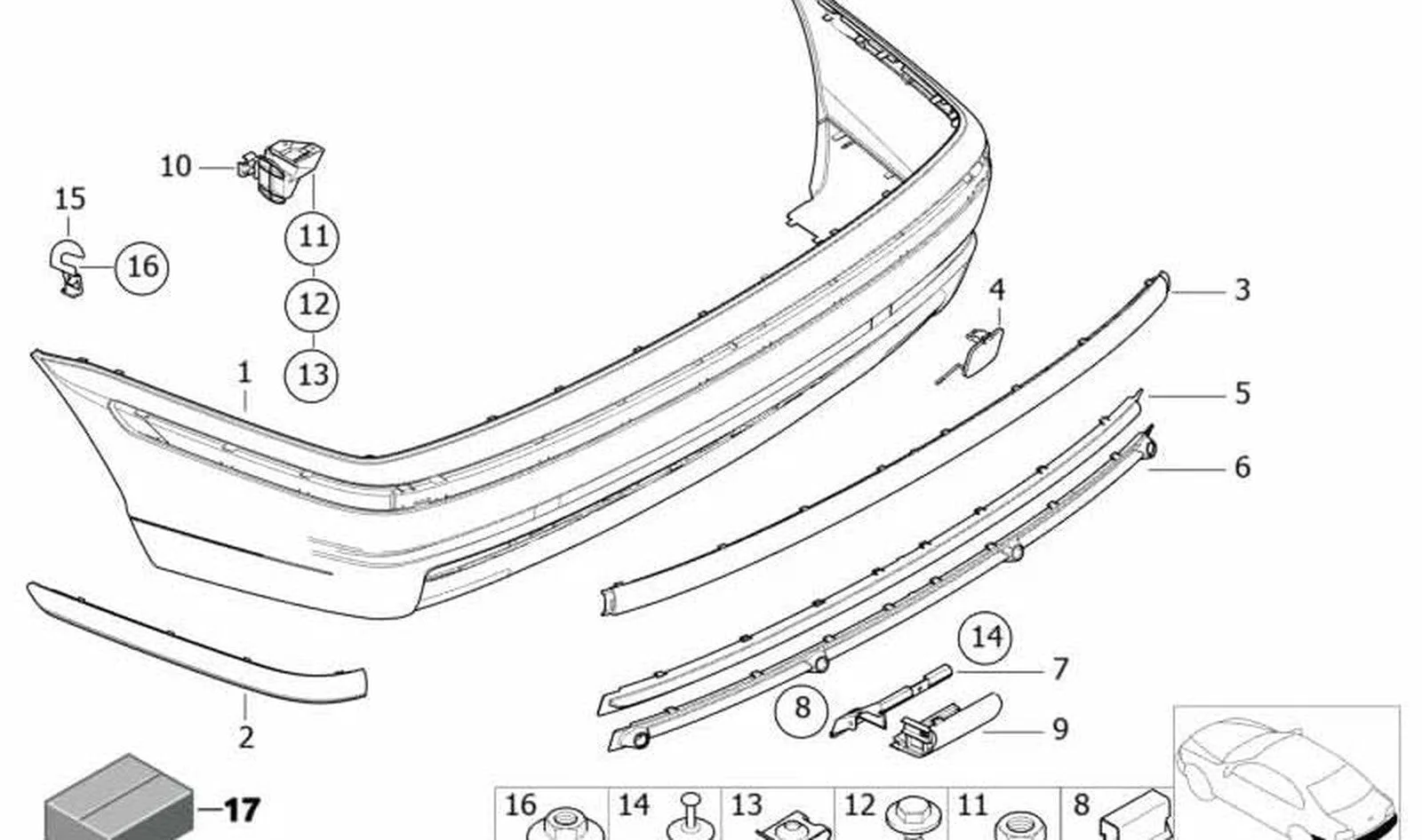 BMW 3 Serisi E46 Arka Tampon Alt Orta Trimi 51122492229