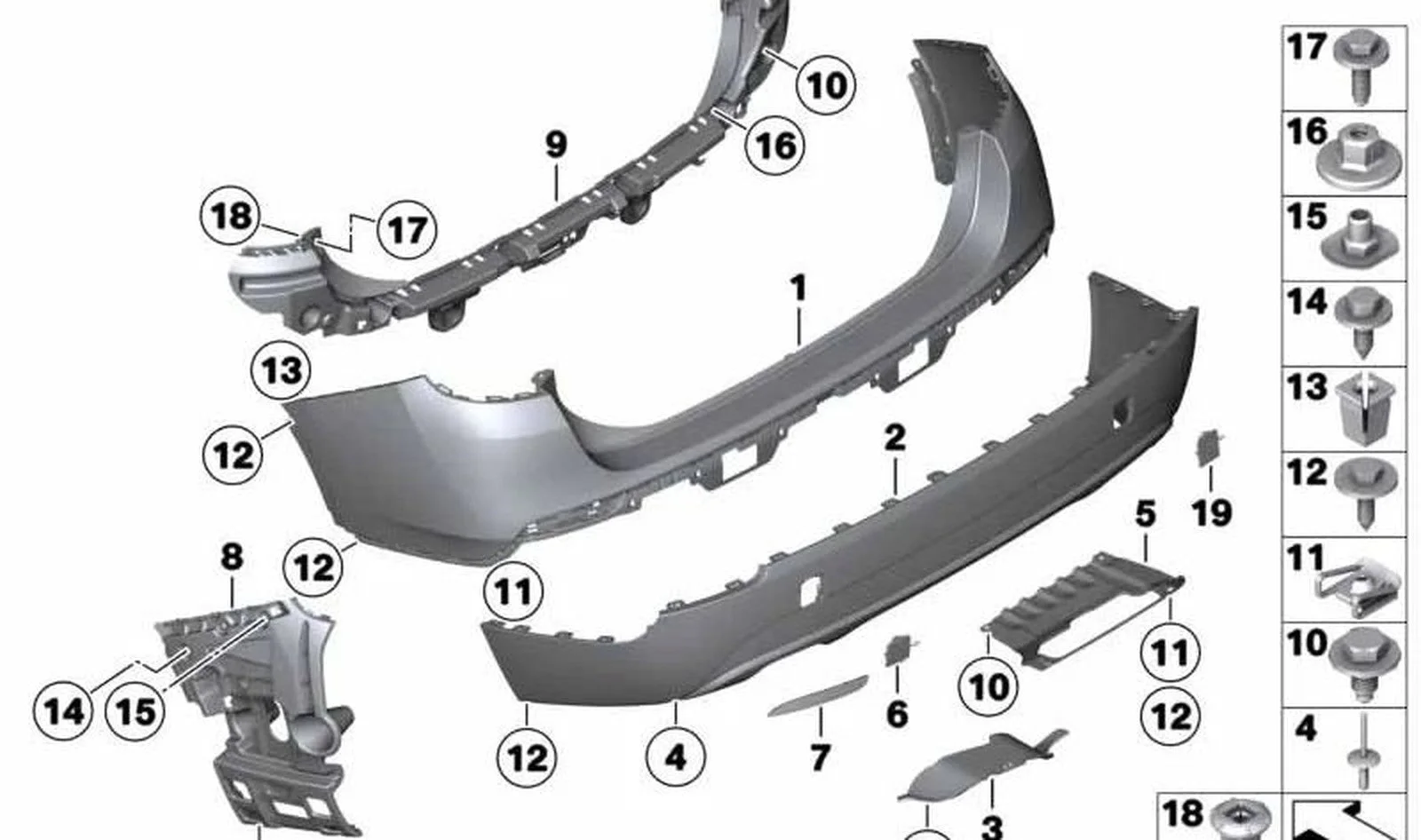 BMW X1 E84 Park Sensörlü Arka Tampon Alt Kaplaması 51122993570