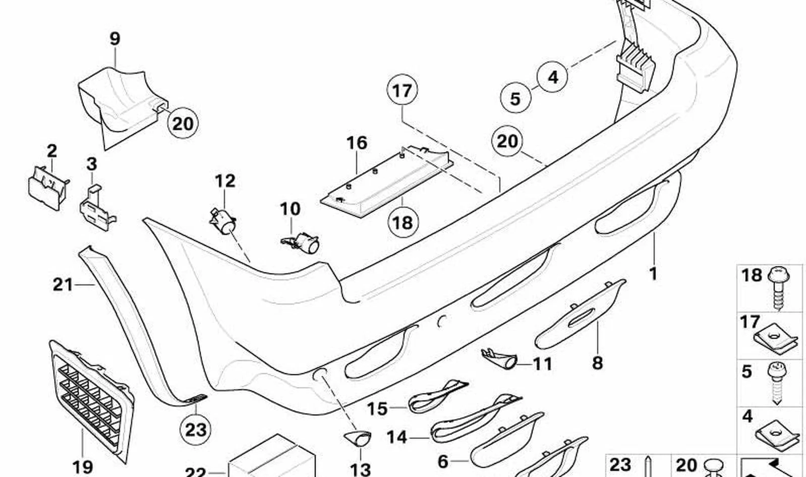 BMW X5 E53 Arka Sağ Tampon Çıta Kaplaması 51127148518