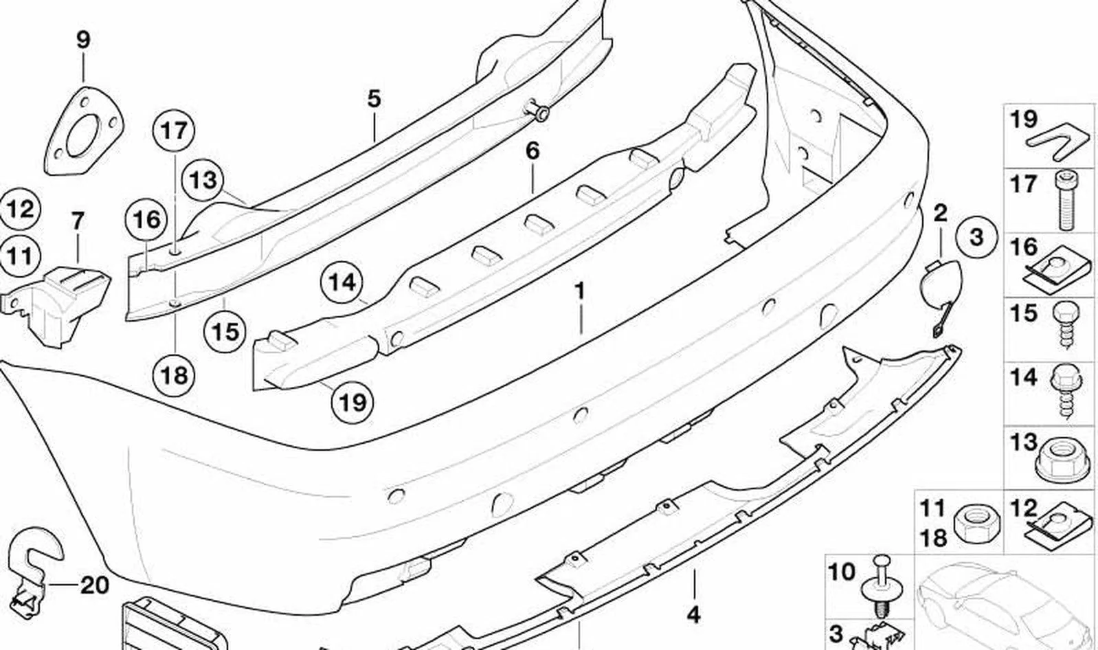 BMW 3 Serisi E46 Arka Tampon Sağ Yan Braketi 51127895644