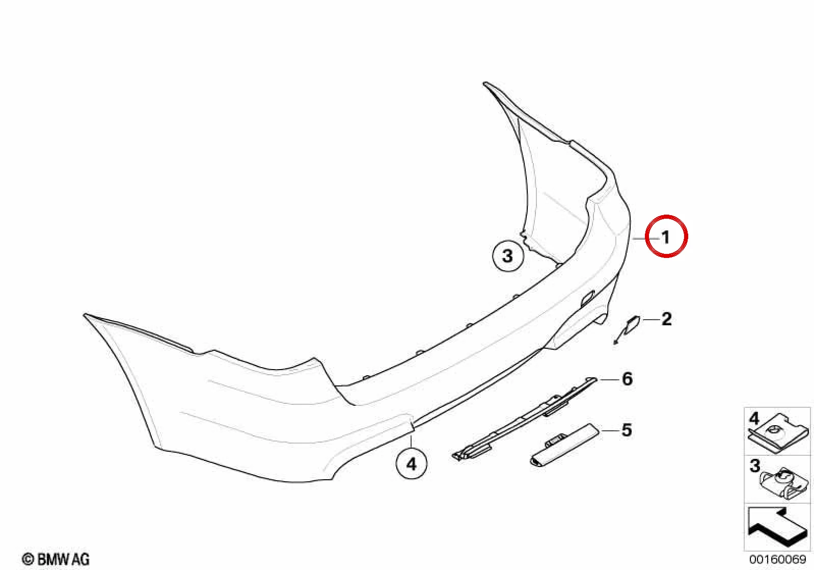 BMW 5 Serisi E61 Astarlı Arka Tampon Kaplaması 51128042067
