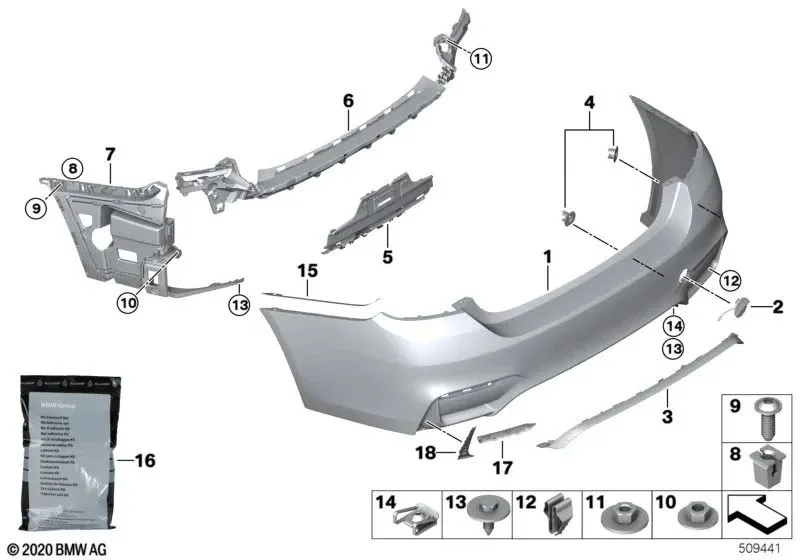 BMW 4 Serisi F83 Astarlı Arka Tampon Kaplaması 51128056223