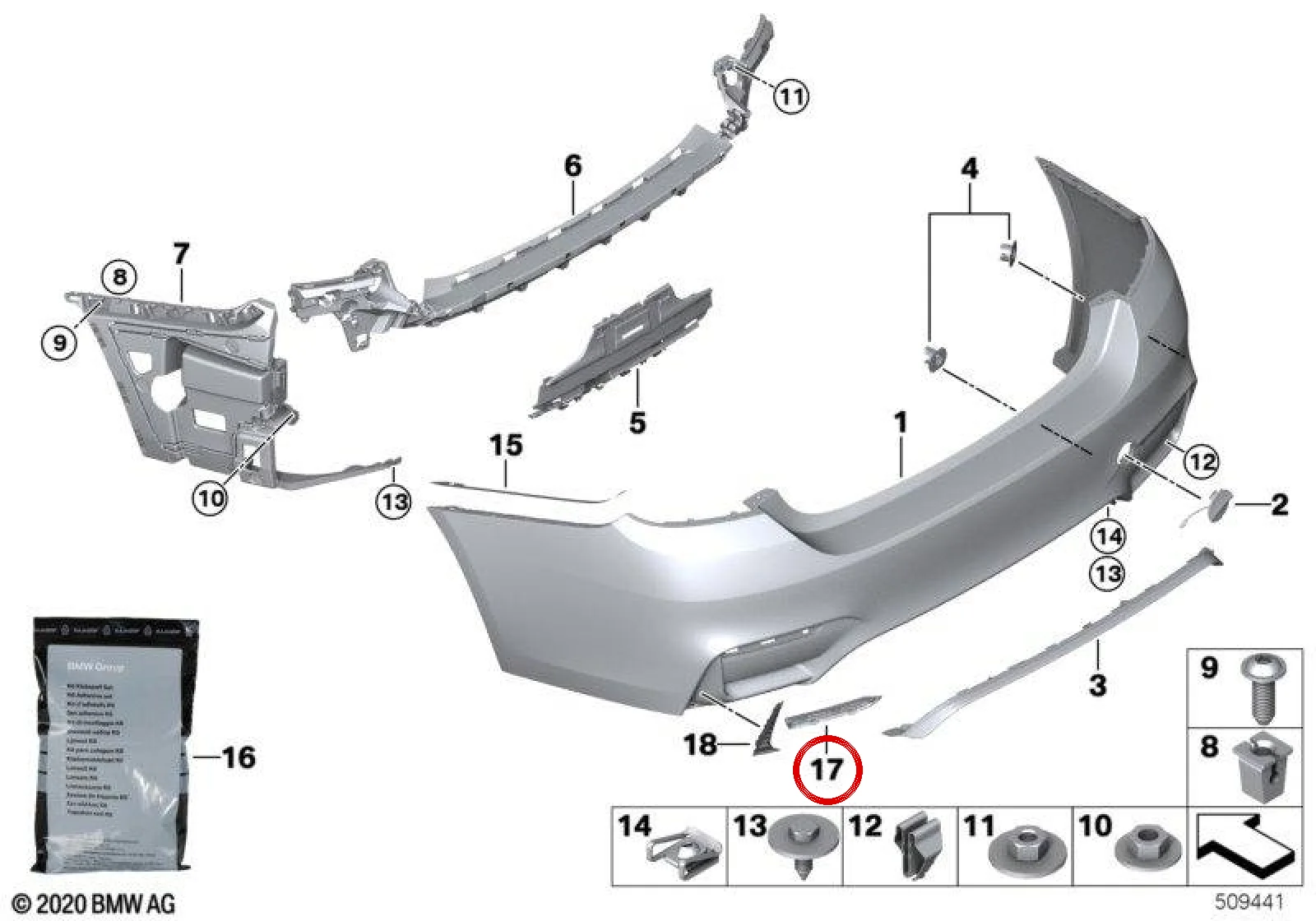 BMW 4 Serisi F83 Arka Tampon Sağ Yan Izgarası 51128056586
