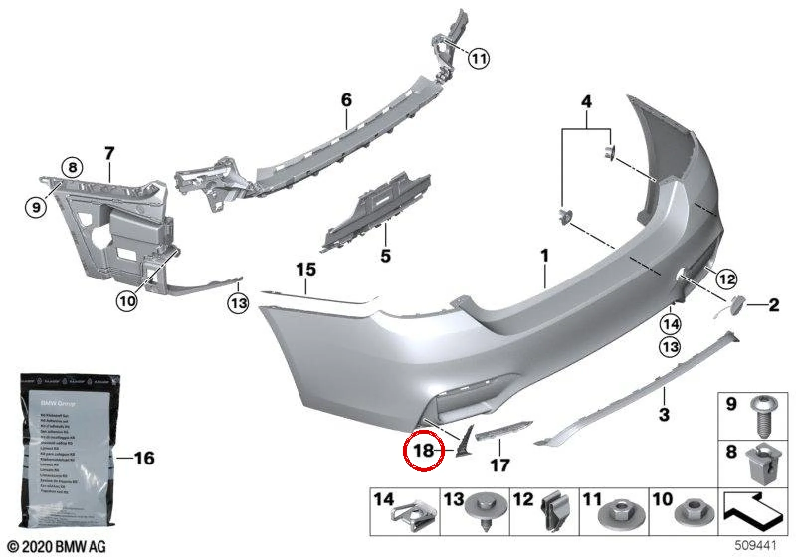 BMW 4 Serisi F83 Arka Tampon Sol Yan Izgarası 51128056587