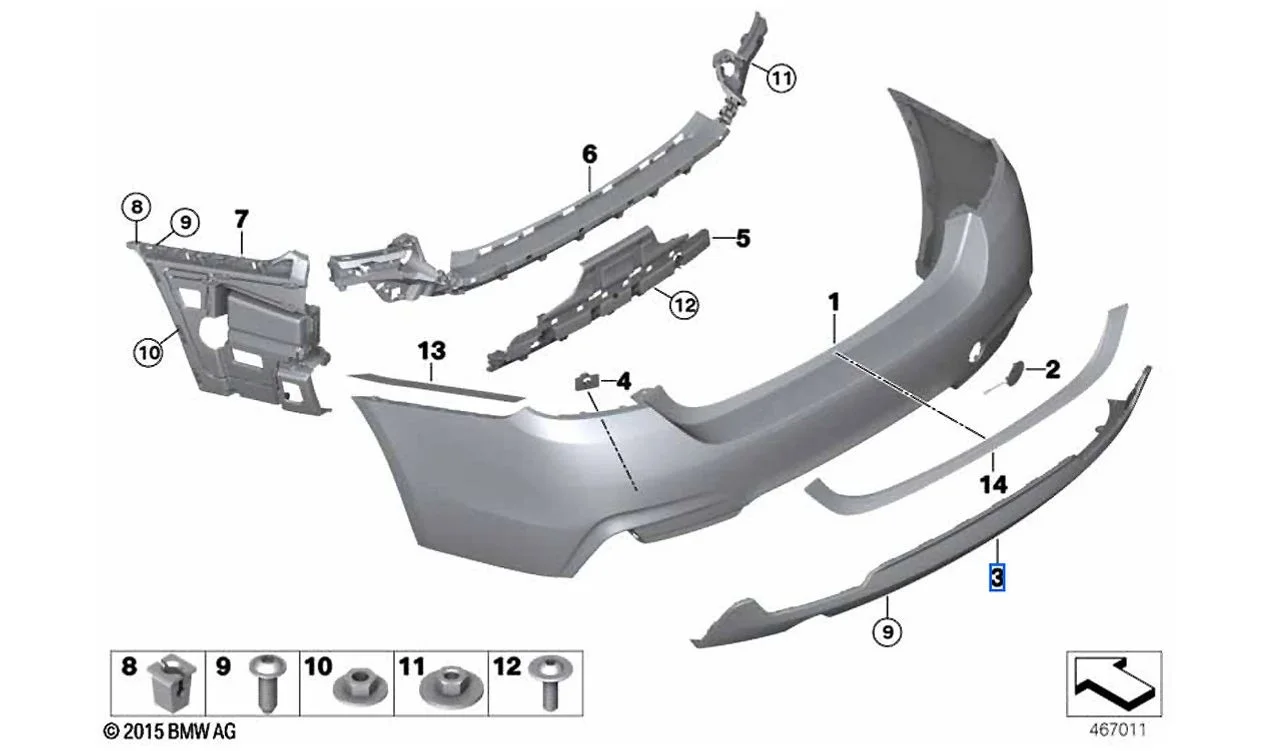 BMW 4 Serisi F32 F33 F36 Arka Tampon Çift Egzoz Çıkış Kaplaması 51128077093