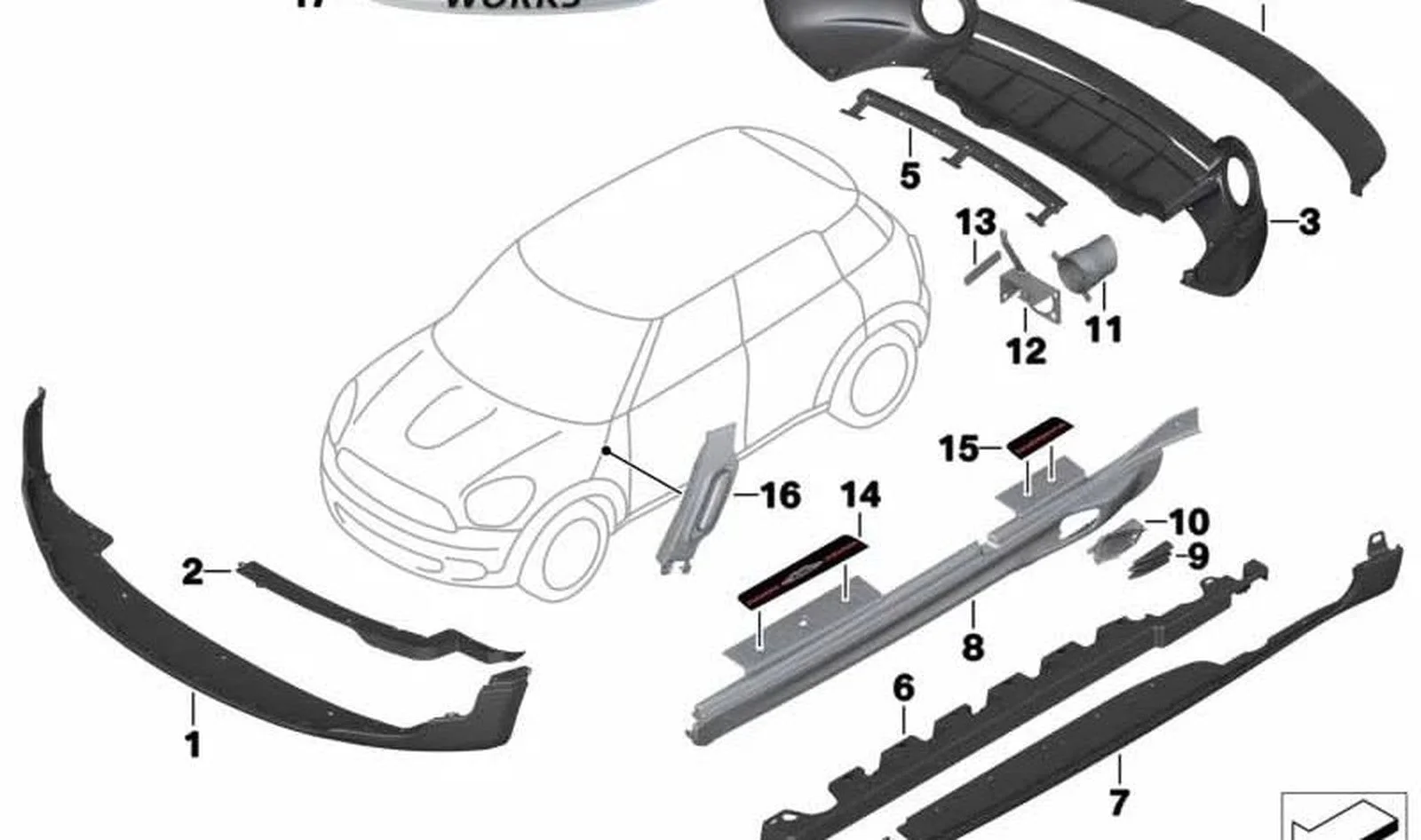 BMW MINI R60 Aerokit Arka Spoyler 51129809007