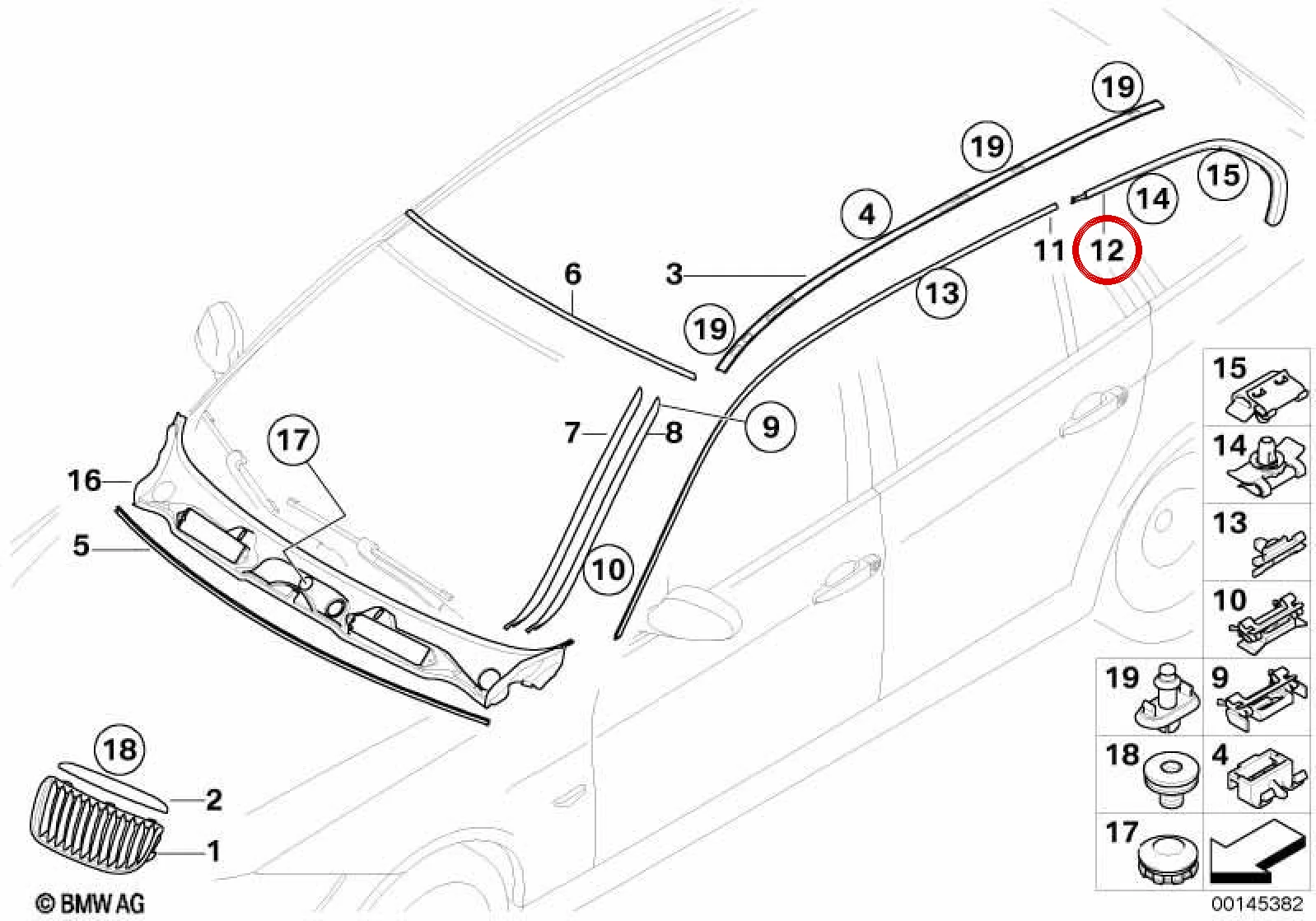 BMW 3 Serisi E91 Arka Sol Yan Çerçeve Çıtası 51137129665