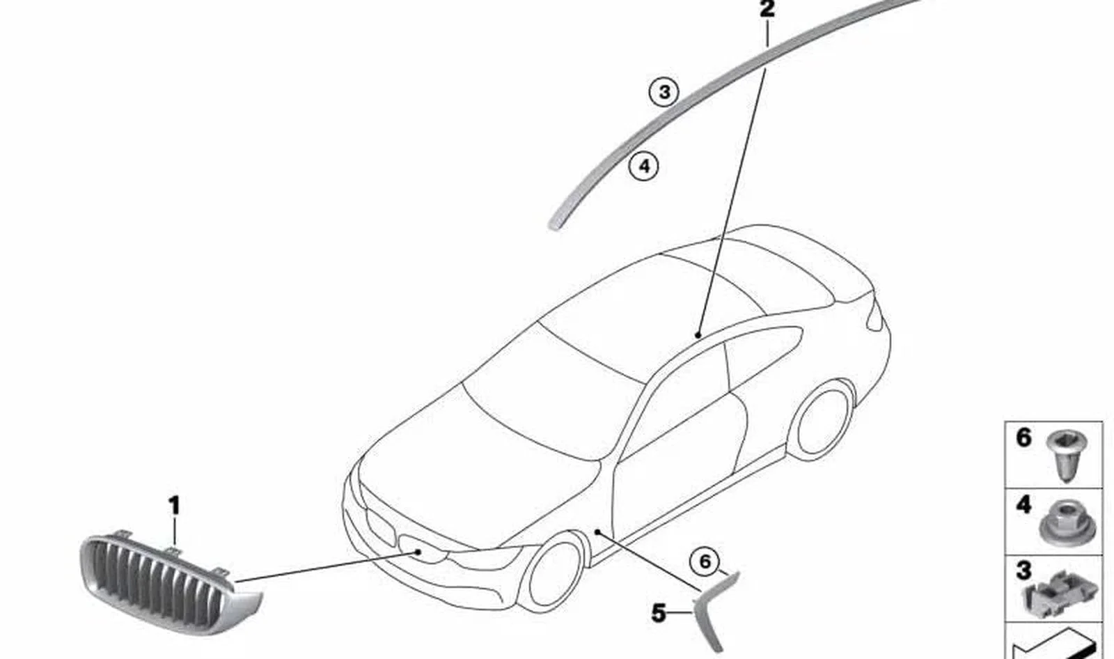 BMW 4 Serisi F32 F33 F36 Sol Tavan Dekor Çıtası 51137341891