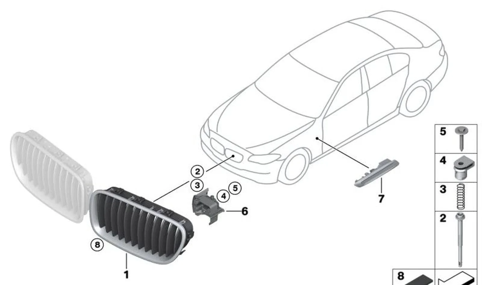 BMW 5 Serisi F10 F11 F18 Ön Sol Panjur 51137412327