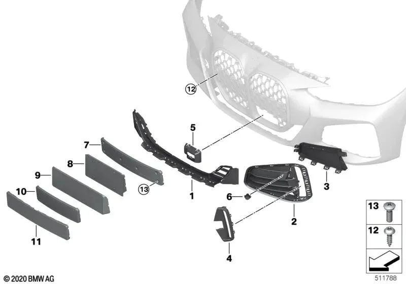 BMW 4 Serisi G22 G23 Ön Plaka Braketi 51137451283
