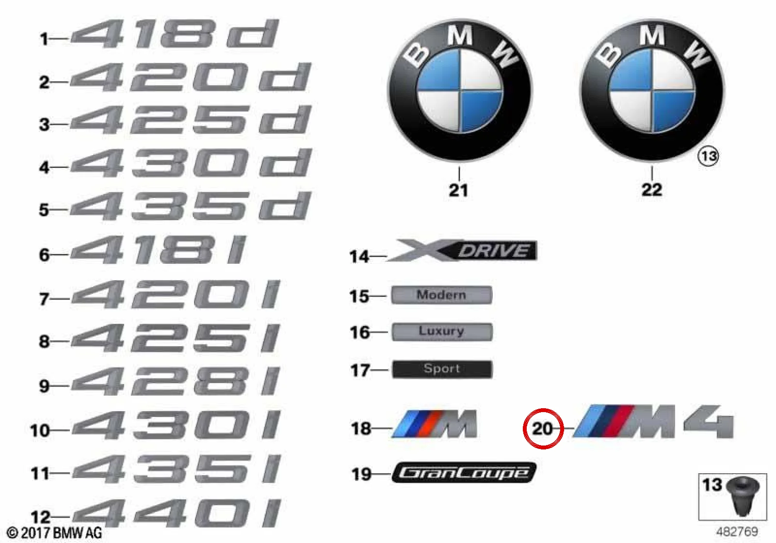 BMW 4 Serisi F83 Ön Amblem 51138054330