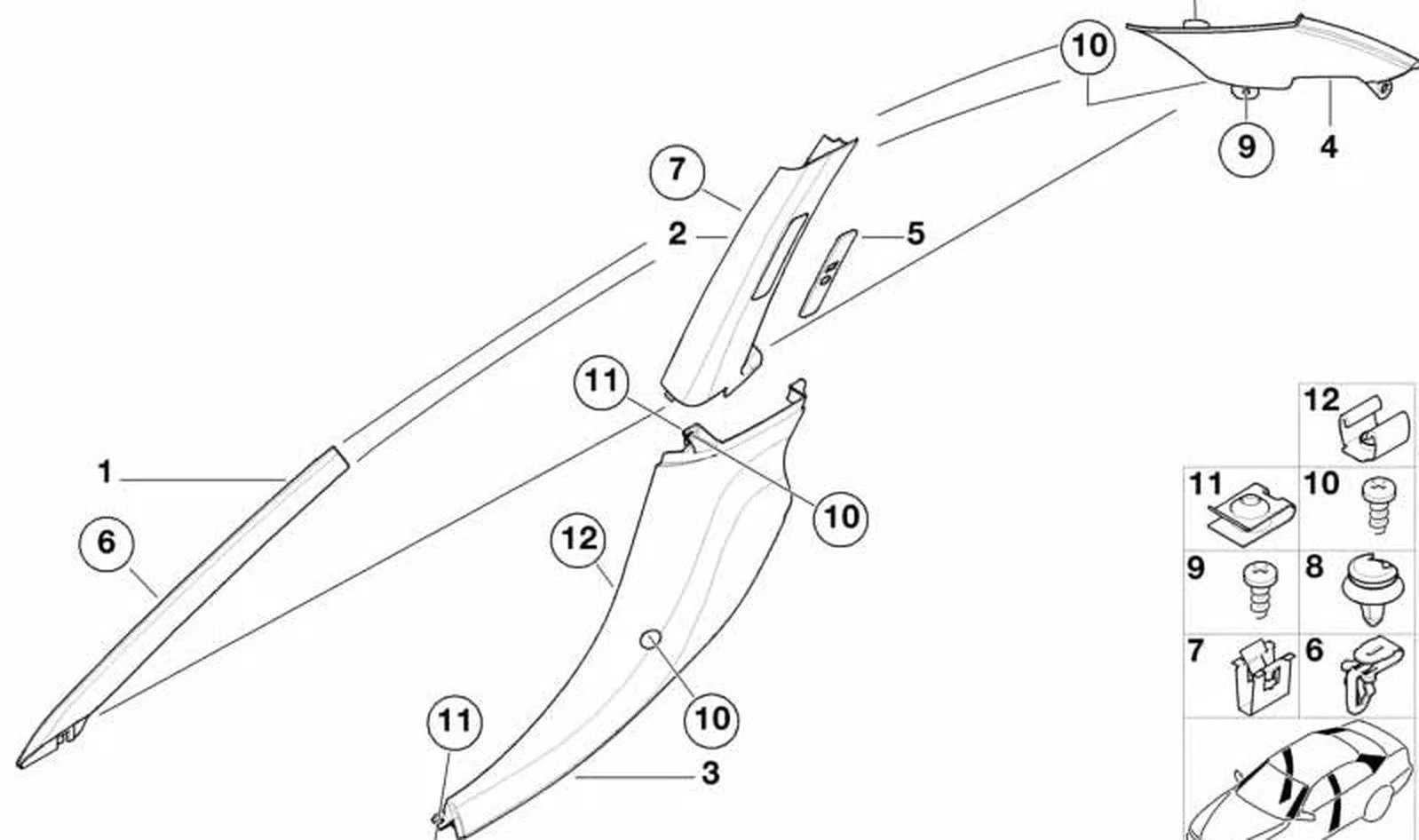 BMW 3 Serisi E36 Arka Sağ Direk Kaplaması 51138400152