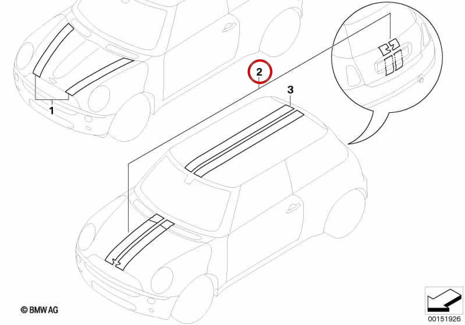 BMW MINI R56 R57 Siyah Kaput Ve Tavan Şerit Seti 51140434968
